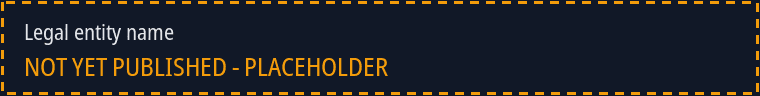 Placeholder image: the legal entity name has not been published yet